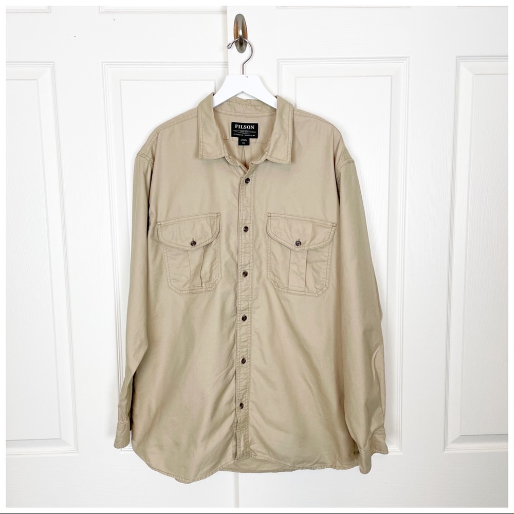 Filson Light Khaki Alaskan Guide Twill Shirt